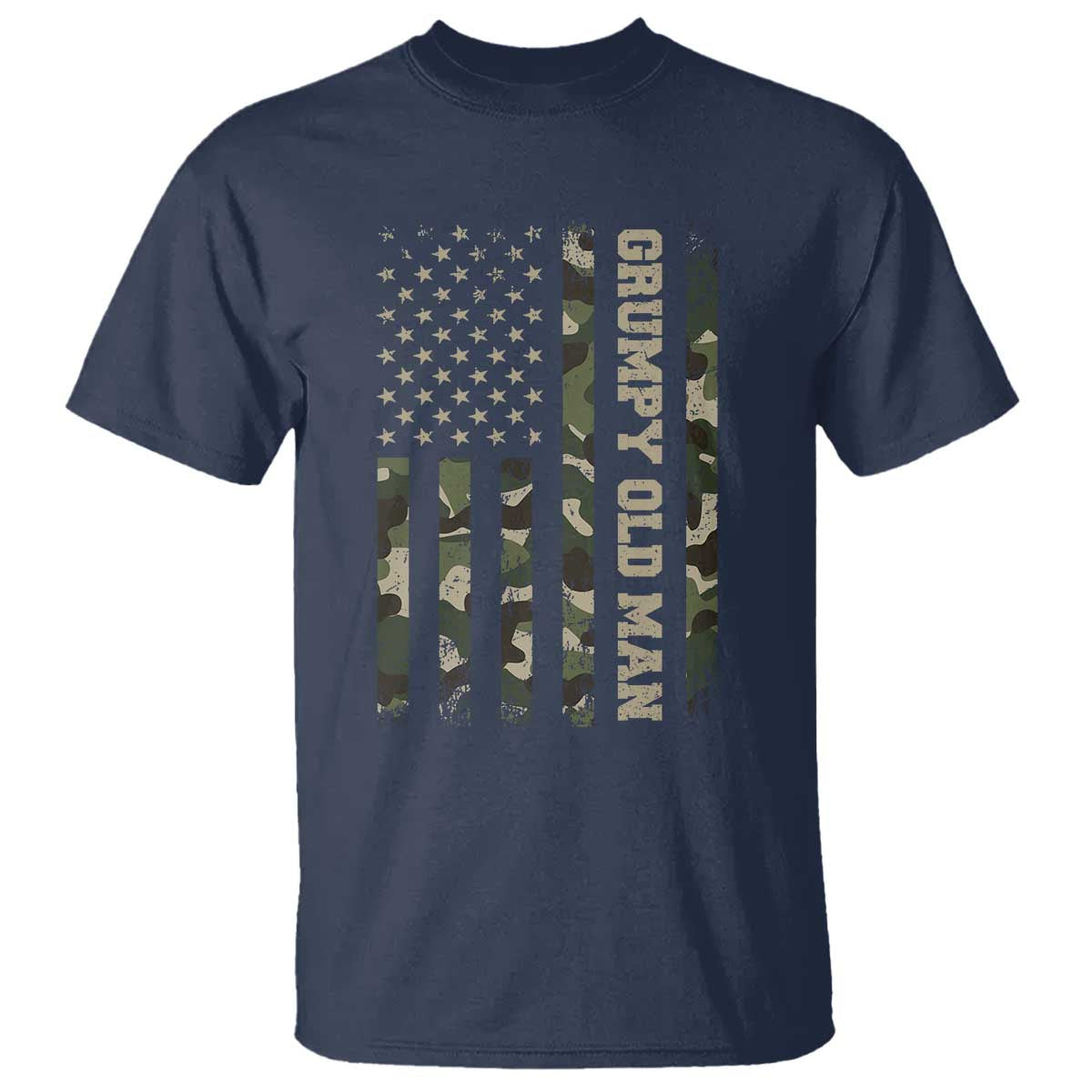 Funny Grumpy Old Man T Shirt Vintage Camo American Flag Fathers Day TS11 Navy Print Your Wear