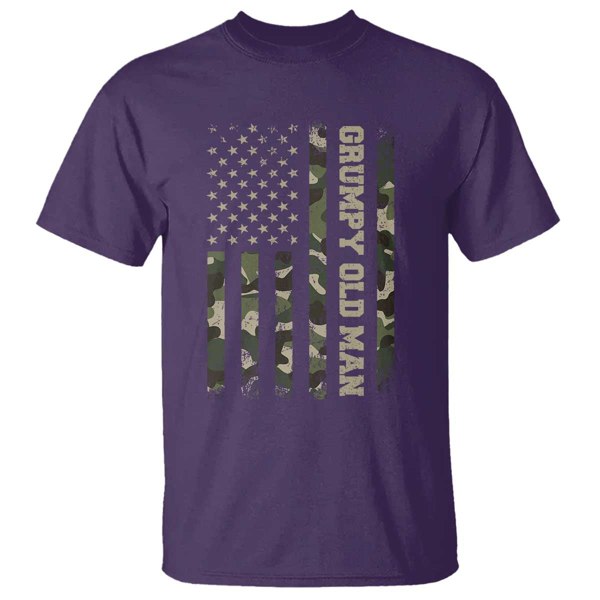 Funny Grumpy Old Man T Shirt Vintage Camo American Flag Fathers Day TS11 Purple Print Your Wear