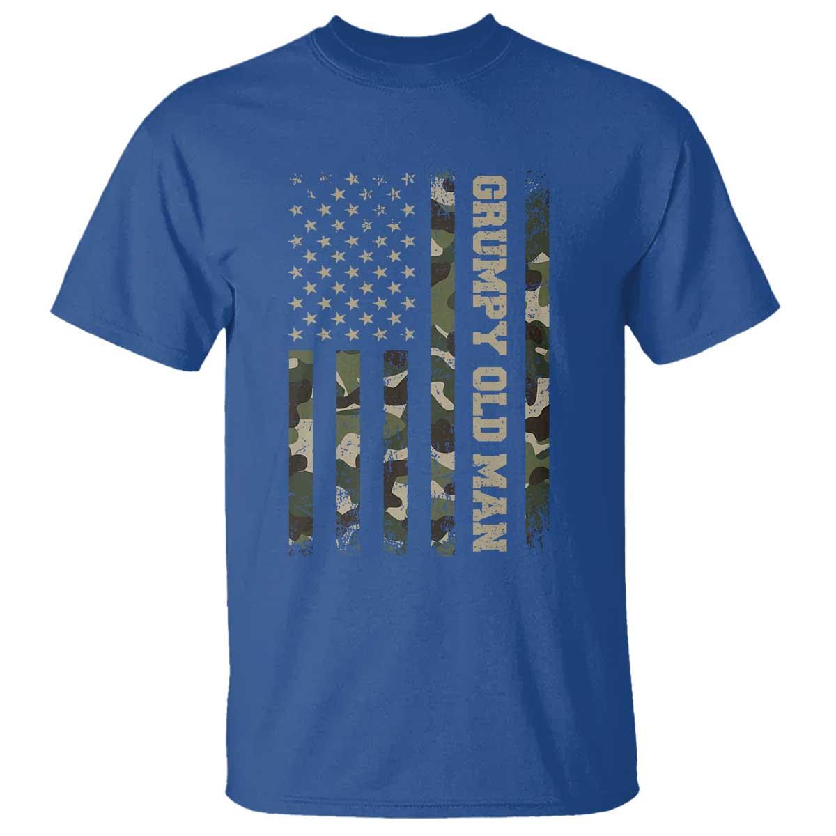 Funny Grumpy Old Man T Shirt Vintage Camo American Flag Fathers Day TS11 Royal Blue Print Your Wear