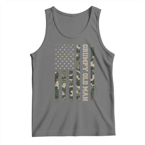 Funny Grumpy Old Man Tank Top Vintage Camo American Flag Fathers Day TS11 Black Heather Print Your Wear