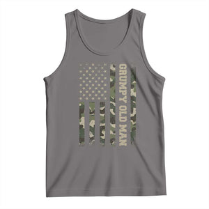 Funny Grumpy Old Man Tank Top Vintage Camo American Flag Fathers Day TS11 Deep Heather Print Your Wear