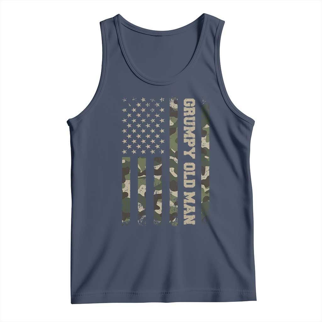 Funny Grumpy Old Man Tank Top Vintage Camo American Flag Fathers Day TS11 Navy Print Your Wear