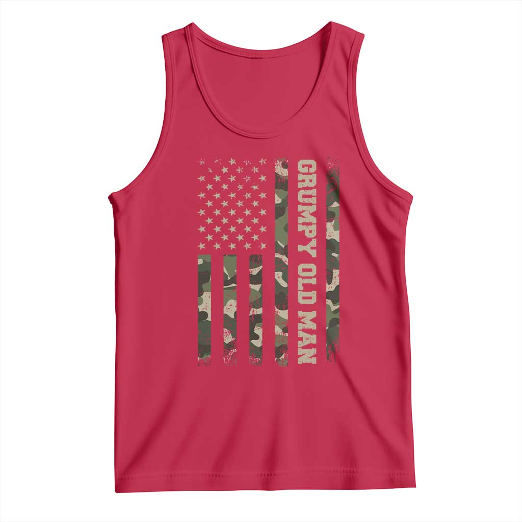 Funny Grumpy Old Man Tank Top Vintage Camo American Flag Fathers Day TS11 Red Print Your Wear