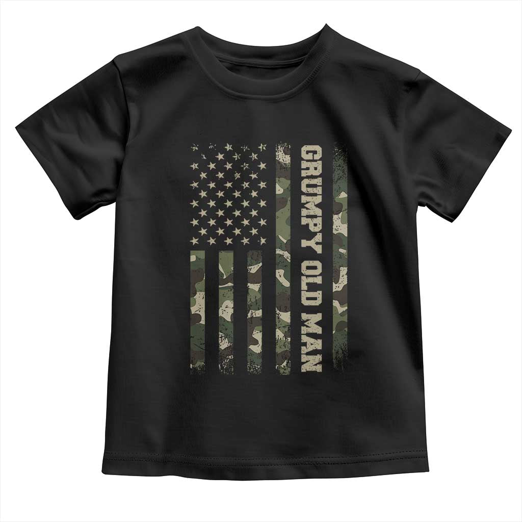 Funny Grumpy Old Man Toddler T Shirt Vintage Camo American Flag Fathers Day TS11 Black Print Your Wear