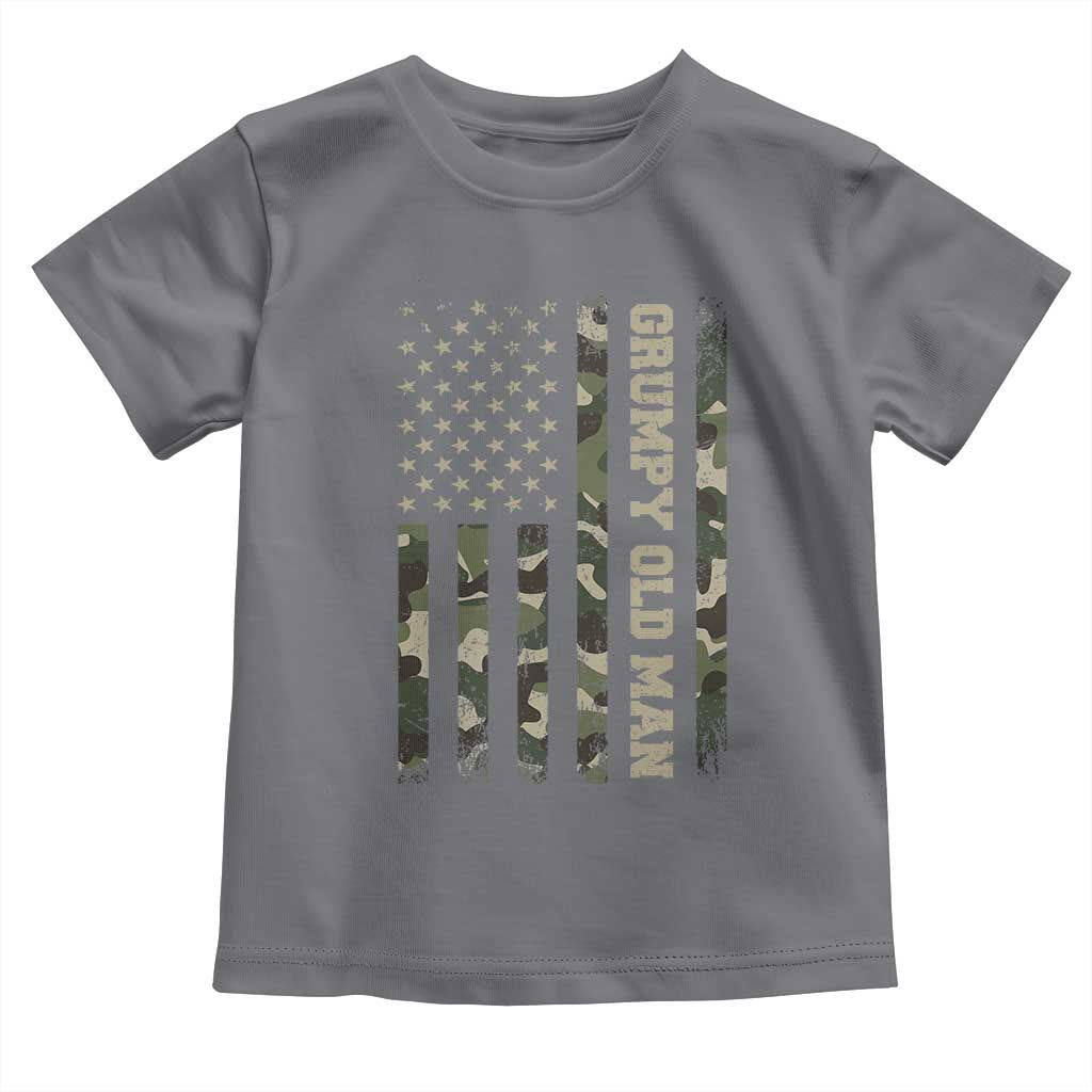 Funny Grumpy Old Man Toddler T Shirt Vintage Camo American Flag Fathers Day TS11 Charcoal Print Your Wear