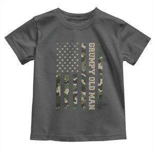 Funny Grumpy Old Man Toddler T Shirt Vintage Camo American Flag Fathers Day TS11 Dark Heather Print Your Wear