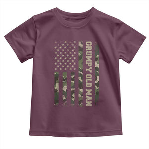 Funny Grumpy Old Man Toddler T Shirt Vintage Camo American Flag Fathers Day TS11 Maroon Print Your Wear