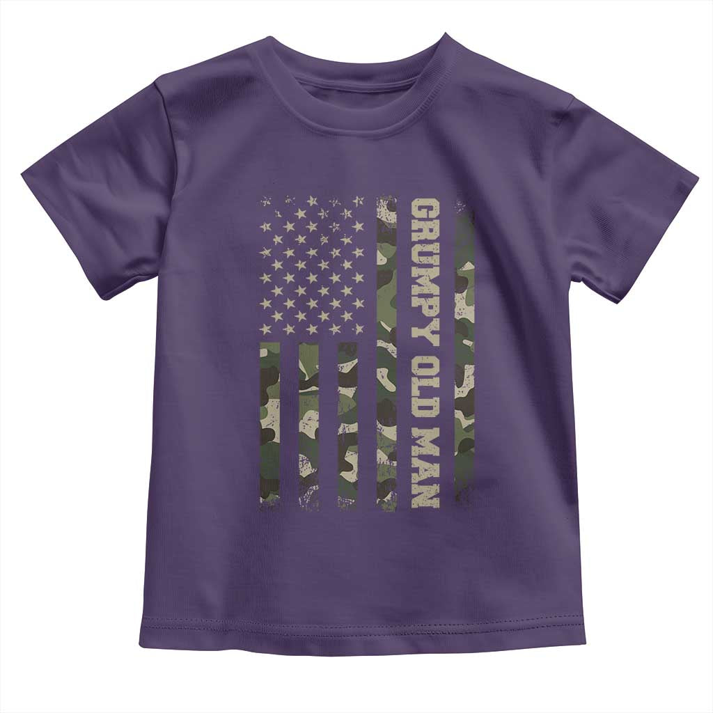 Funny Grumpy Old Man Toddler T Shirt Vintage Camo American Flag Fathers Day TS11 Purple Print Your Wear