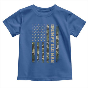 Funny Grumpy Old Man Toddler T Shirt Vintage Camo American Flag Fathers Day TS11 Royal Blue Print Your Wear
