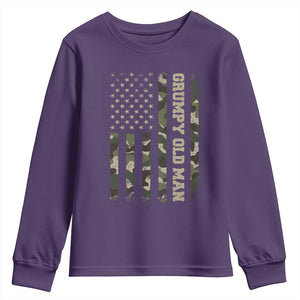 Funny Grumpy Old Man Youth Sweatshirt Vintage Camo American Flag Fathers Day TS11 Purple Print Your Wear