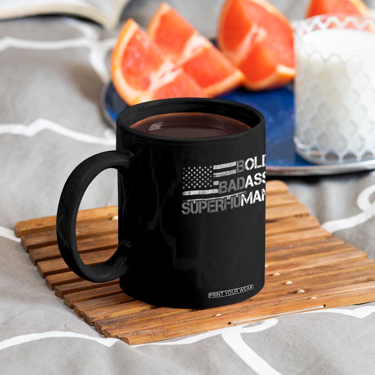 Funny Bold Badass Superhuman Coffee Mug Vintage American Flag Fathers Day TS11 Print Your Wear