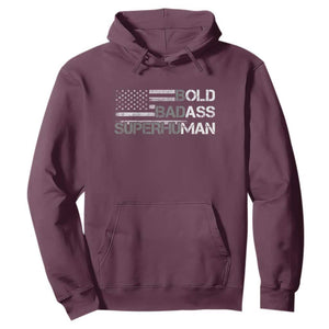 Funny Bold Badass Superhuman Hoodie Vintage American Flag Fathers Day TS11 Maroon Print Your Wear