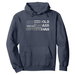 Funny Bold Badass Superhuman Hoodie Vintage American Flag Fathers Day TS11 Navy Print Your Wear