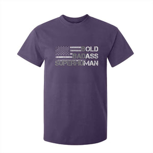 Funny Bold Badass Superhuman T Shirt For Kid Vintage American Flag Fathers Day TS11 Purple Print Your Wear
