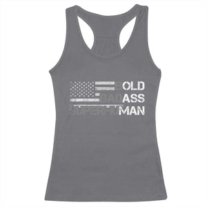 Funny Bold Badass Superhuman Racerback Tank Top Vintage American Flag Fathers Day TS11 Charcoal Print Your Wear