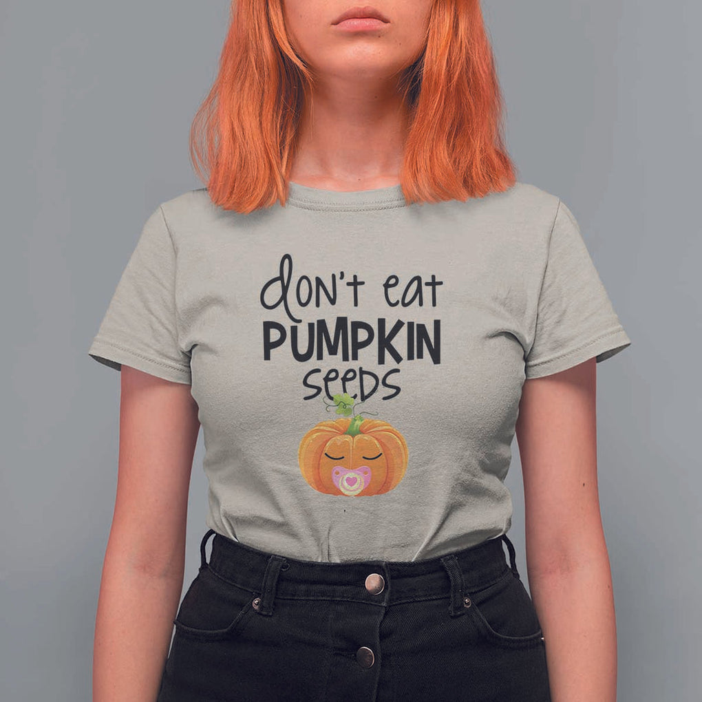 Halloween Pregnancy Reveal T Shirt For Women Don't Eat Pumpkin Seeds Maternity Baby Pumpkin TS11 Sand Print Your Wear