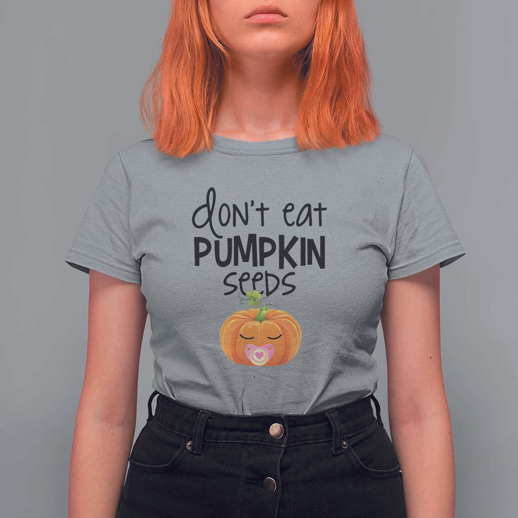 Halloween Pregnancy Reveal T Shirt For Women Don't Eat Pumpkin Seeds Maternity Baby Pumpkin TS11 Sport Gray Print Your Wear