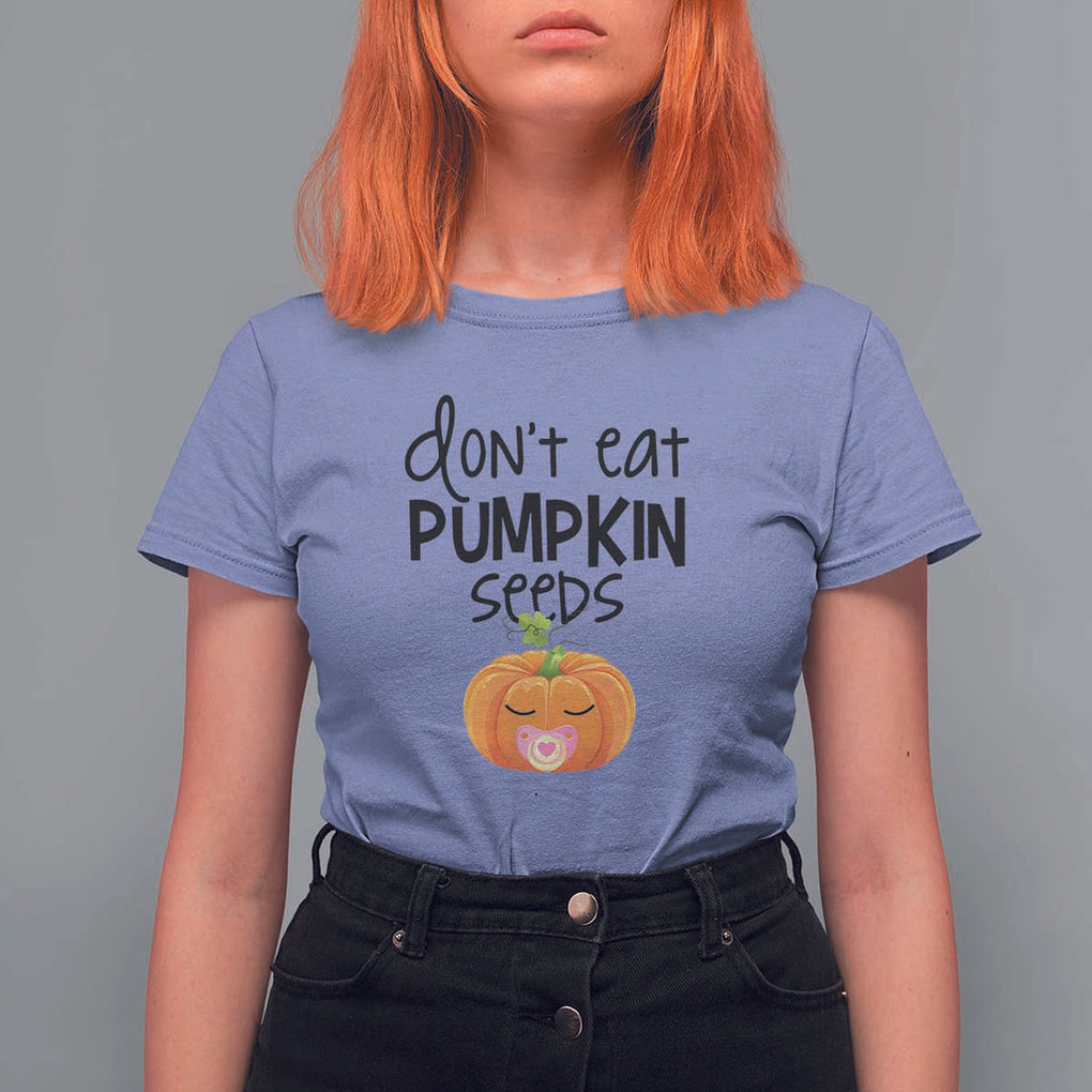 Halloween Pregnancy Reveal T Shirt For Women Don't Eat Pumpkin Seeds Maternity Baby Pumpkin TS11 Violet Print Your Wear