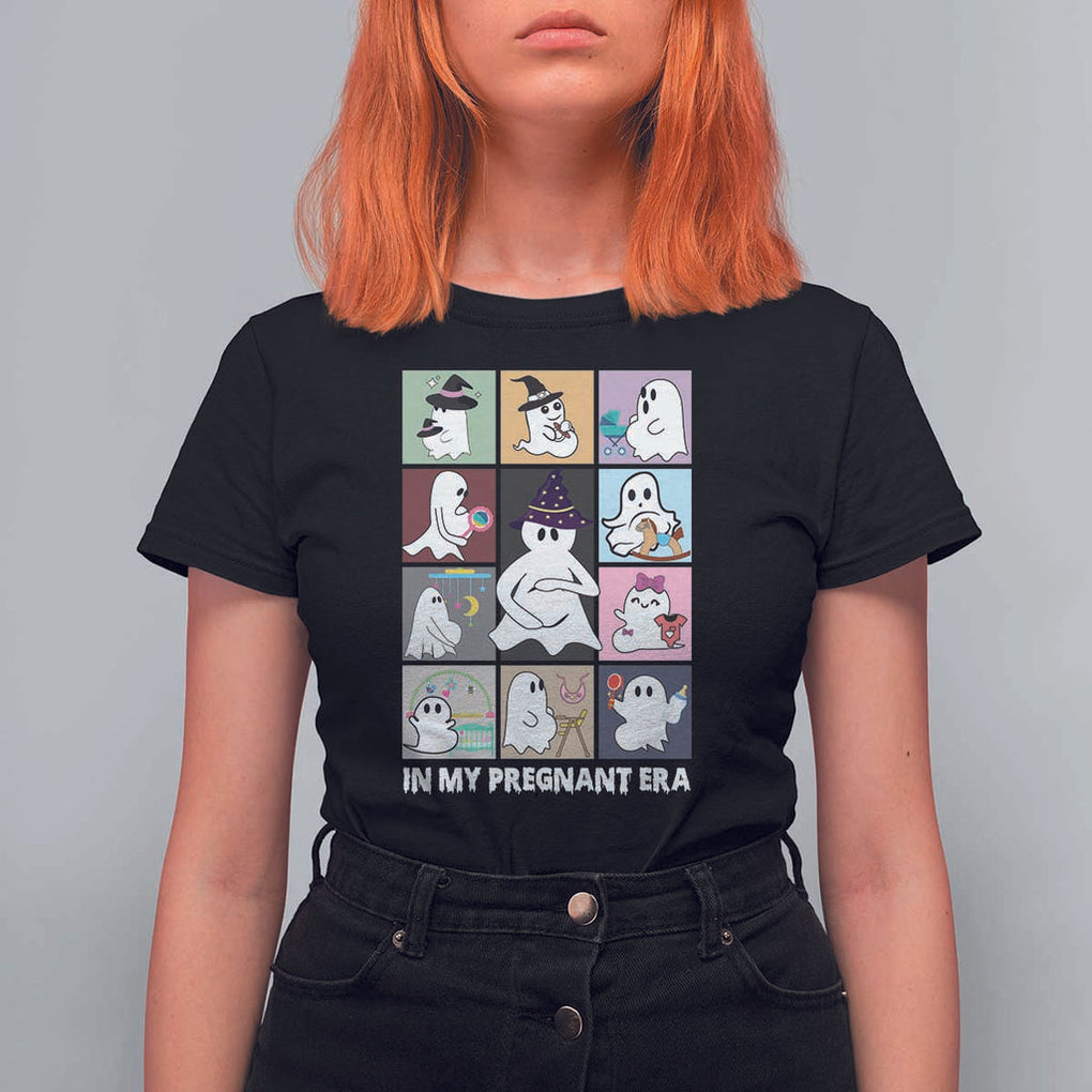 Halloween Pregnancy Reveal T Shirt For Women In My Pregnant Era Maternity Ghost TS11 Black Print Your Wear
