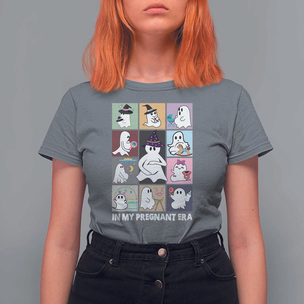Halloween Pregnancy Reveal T Shirt For Women In My Pregnant Era Maternity Ghost TS11 Charcoal Print Your Wear