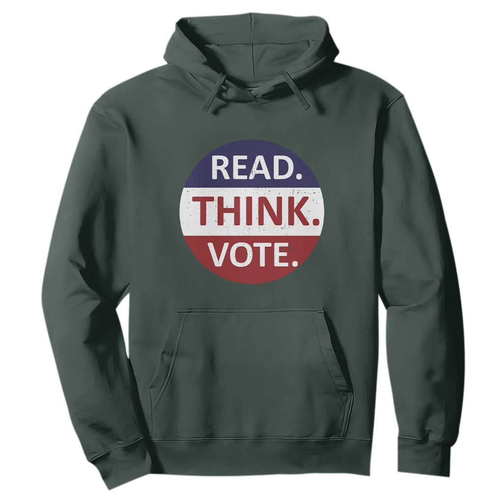 Read Think Vote Hoodie Presidential Election 2024 Vintage USA Flag TS11 Dark Forest Green Print Your Wear