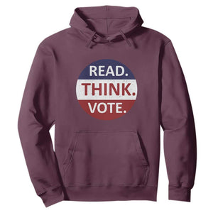 Read Think Vote Hoodie Presidential Election 2024 Vintage USA Flag TS11 Maroon Print Your Wear