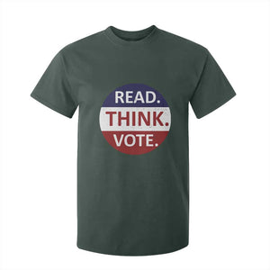 Read Think Vote T Shirt For Kid Presidential Election 2024 Vintage USA Flag TS11 Dark Forest Green Print Your Wear