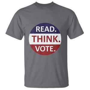 Read Think Vote T Shirt Presidential Election 2024 Vintage USA Flag TS11 Charcoal Print Your Wear