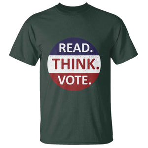 Read Think Vote T Shirt Presidential Election 2024 Vintage USA Flag TS11 Dark Forest Green Print Your Wear