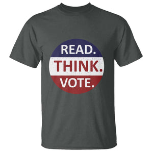 Read Think Vote T Shirt Presidential Election 2024 Vintage USA Flag TS11 Dark Heather Print Your Wear