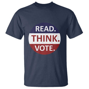 Read Think Vote T Shirt Presidential Election 2024 Vintage USA Flag TS11 Navy Print Your Wear