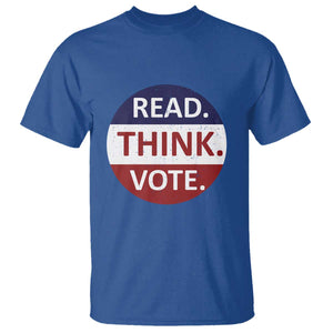 Read Think Vote T Shirt Presidential Election 2024 Vintage USA Flag TS11 Royal Blue Print Your Wear