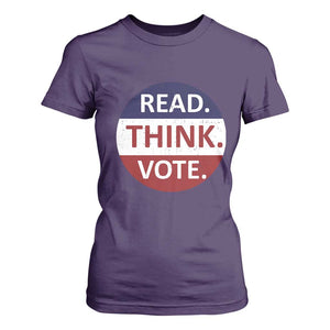 Read Think Vote T Shirt For Women Presidential Election 2024 Vintage USA Flag TS11 Purple Print Your Wear