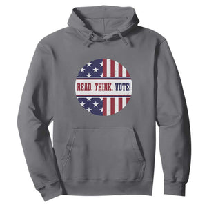 Read Think Vote Hoodie Presidential Election 2024 Vintage American Flag TS11 Charcoal Print Your Wear