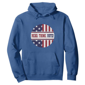 Read Think Vote Hoodie Presidential Election 2024 Vintage American Flag TS11 Royal Blue Print Your Wear