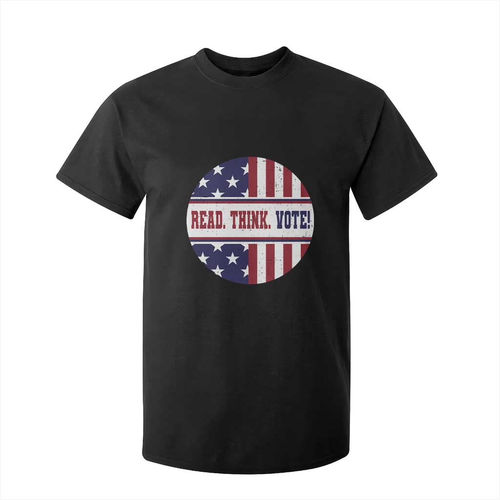 Read Think Vote T Shirt For Kid Presidential Election 2024 Vintage American Flag TS11 Black Print Your Wear