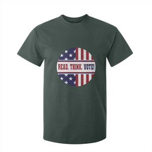 Read Think Vote T Shirt For Kid Presidential Election 2024 Vintage American Flag TS11 Dark Forest Green Print Your Wear