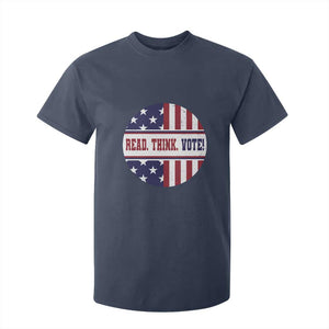 Read Think Vote T Shirt For Kid Presidential Election 2024 Vintage American Flag TS11 Navy Print Your Wear