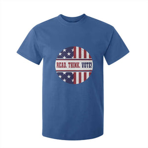 Read Think Vote T Shirt For Kid Presidential Election 2024 Vintage American Flag TS11 Royal Blue Print Your Wear