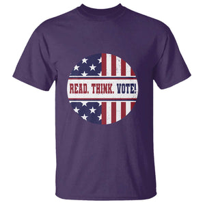 Read Think Vote T Shirt Presidential Election 2024 Vintage American Flag TS11 Purple Print Your Wear