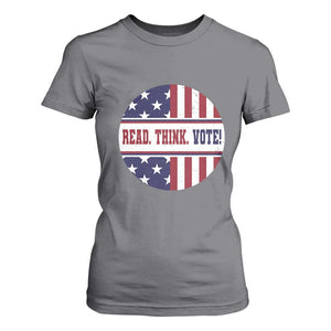 Read Think Vote T Shirt For Women Presidential Election 2024 Vintage American Flag TS11 Charcoal Print Your Wear