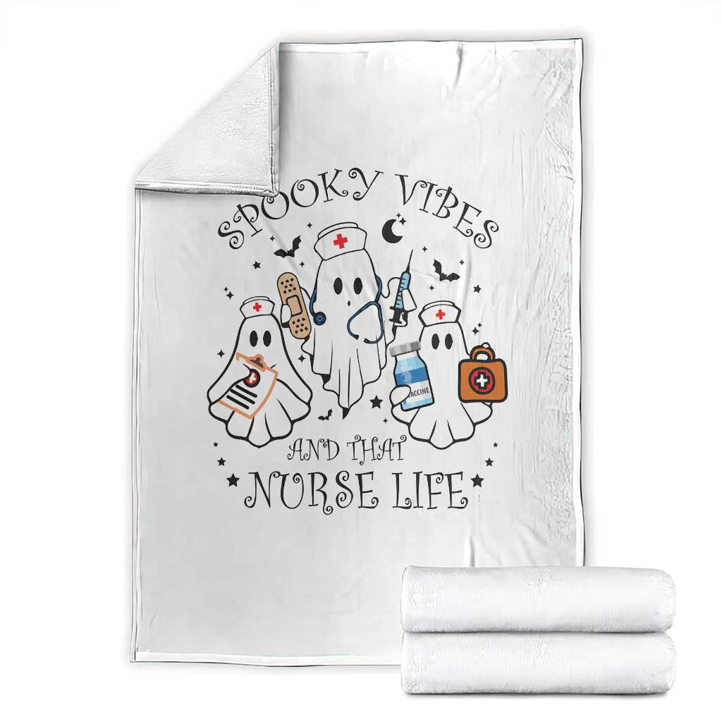 Halloween Nurse Throw Blanket Spooky Vibes And That Nurse Life Ghost TS11 White Print Your Wear