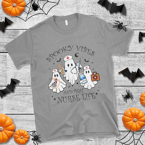 Halloween Nurse T Shirt Spooky Vibes And That Nurse Life Ghost TS11 Sport Gray Print Your Wear