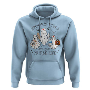 Halloween Nurse Hoodie Spooky Vibes And That Nurse Life Ghost TS11 Light Blue Print Your Wear