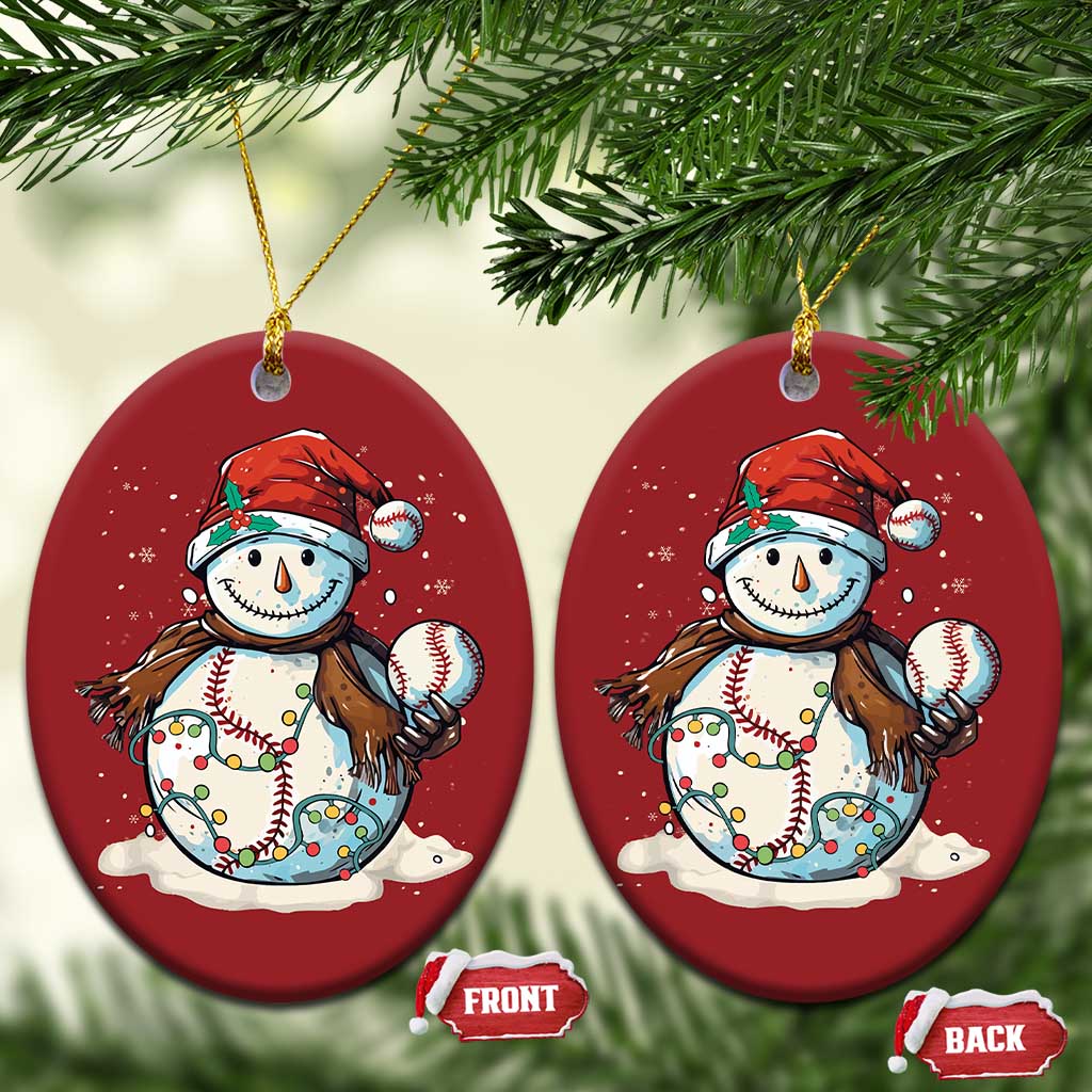 Funny Xmas Baseball Christmas Ornament Cute Snowman Baseball Players Santa Hat TS11 Oval Red Print Your Wear