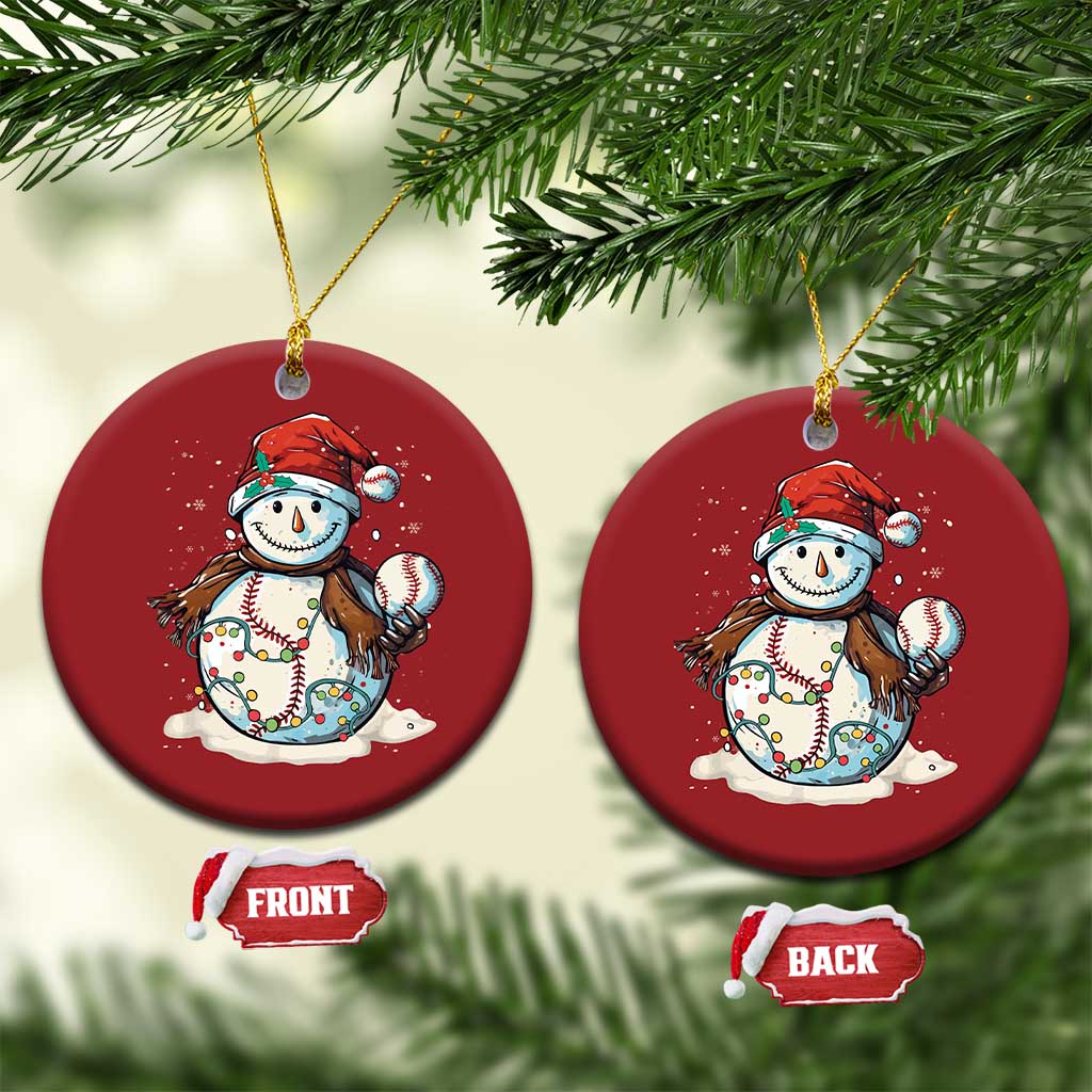 Funny Xmas Baseball Christmas Ornament Cute Snowman Baseball Players Santa Hat TS11 Circle Red Print Your Wear
