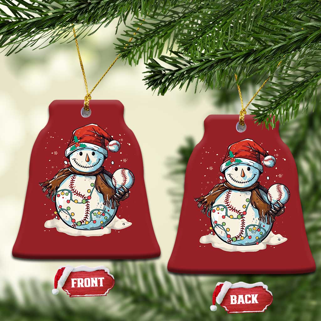 Funny Xmas Baseball Christmas Ornament Cute Snowman Baseball Players Santa Hat TS11 Bell Flake Red Print Your Wear