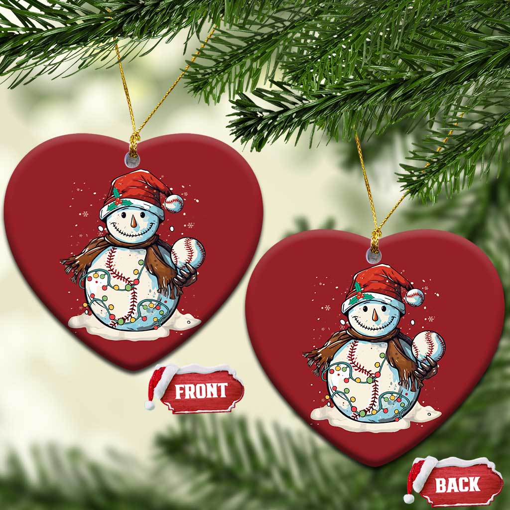 Funny Xmas Baseball Christmas Ornament Cute Snowman Baseball Players Santa Hat TS11 Heart Red Print Your Wear
