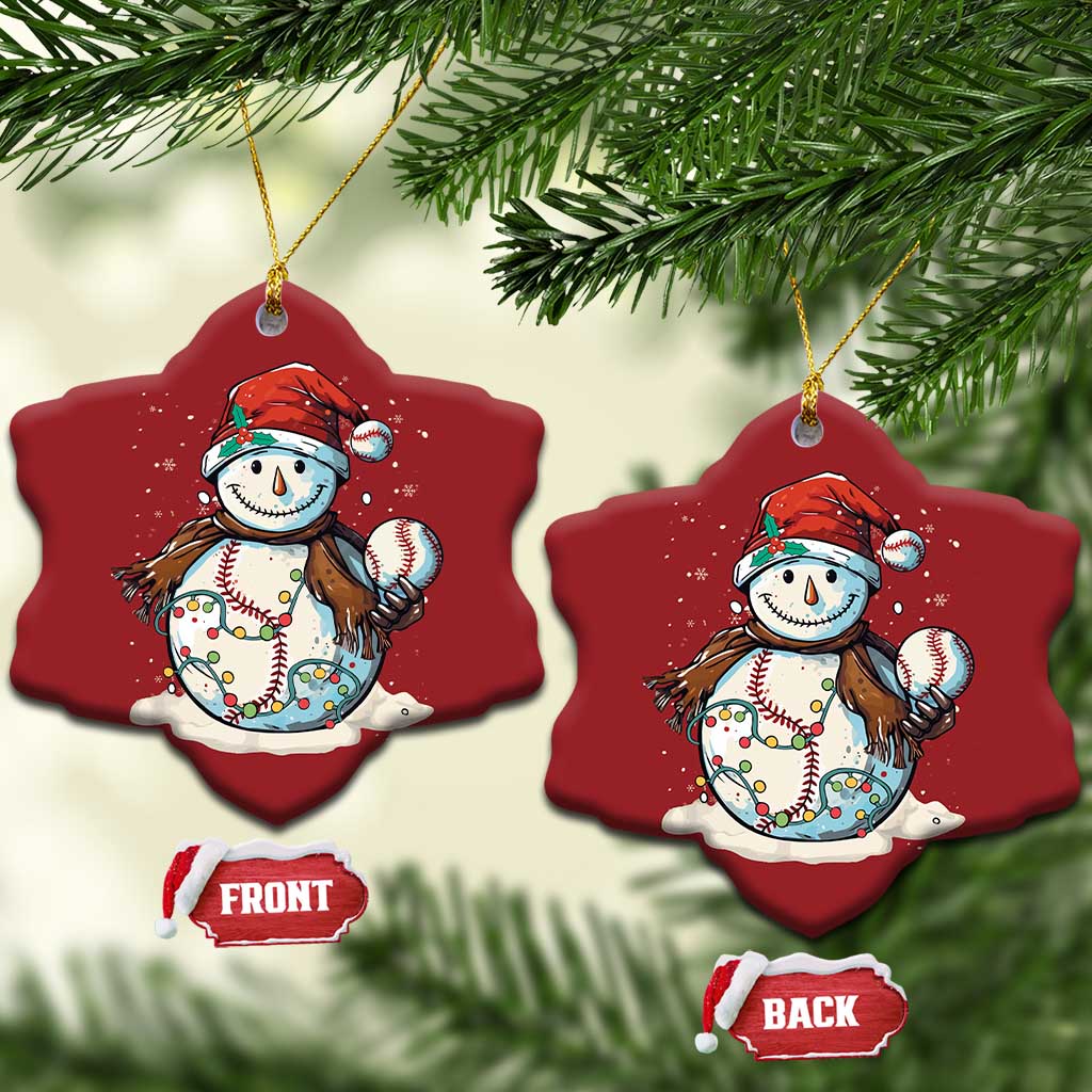 Funny Xmas Baseball Christmas Ornament Cute Snowman Baseball Players Santa Hat TS11 Snow Flake Red Print Your Wear