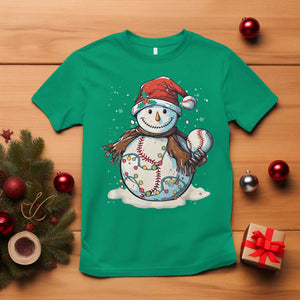 Funny Christmas Baseball T Shirt Cute Snowman Baseball Players Santa Hat TS11 Irish Green Print Your Wear
